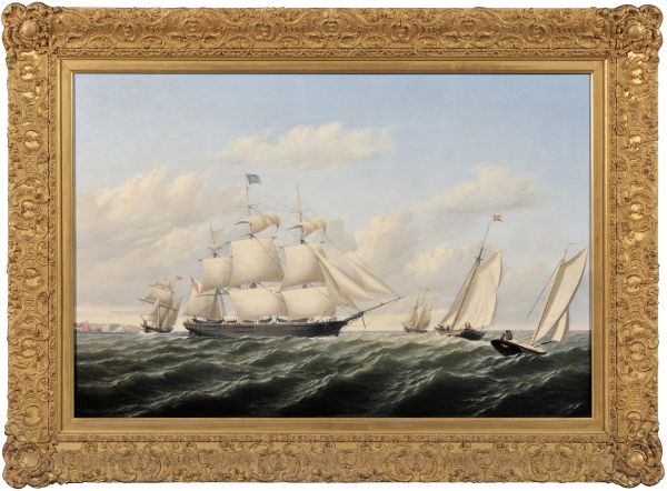 William Bradford (American, 1823-1892), The Whaleship Speedwell of Fairhaven Outward Bound off Gay Head, 1853. William Bradford Marine Painting