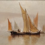 Charles Henry Gifford (American, 1839-1904), Boats Sailing Near a Bridge in Fog (Estimate $800-$1,200)