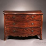 Inlaid Mahogany Serpentine-front Three-drawer Bureau, English, late 18th or early 19th century (Lot 729, Estimate $300-$500)
