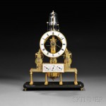A.dre Texier Petite Sonnerie Skeleton Calendar Clock with Remontoire, Paris, c. 1830 (Lot 421, Estimate $20,000-$30,000)