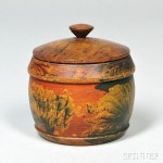 Paint-decorated Turned Treen Covered Sugar Bowl, America, 19th century (Lot 1000, Estimate $800-$1,200)