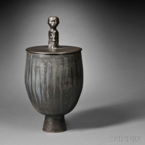Large Edwin and Mary Scheier Covered Vessel, New Hampshire, c. 1960 (Lot 493, Estimate $4,000-$6,000)