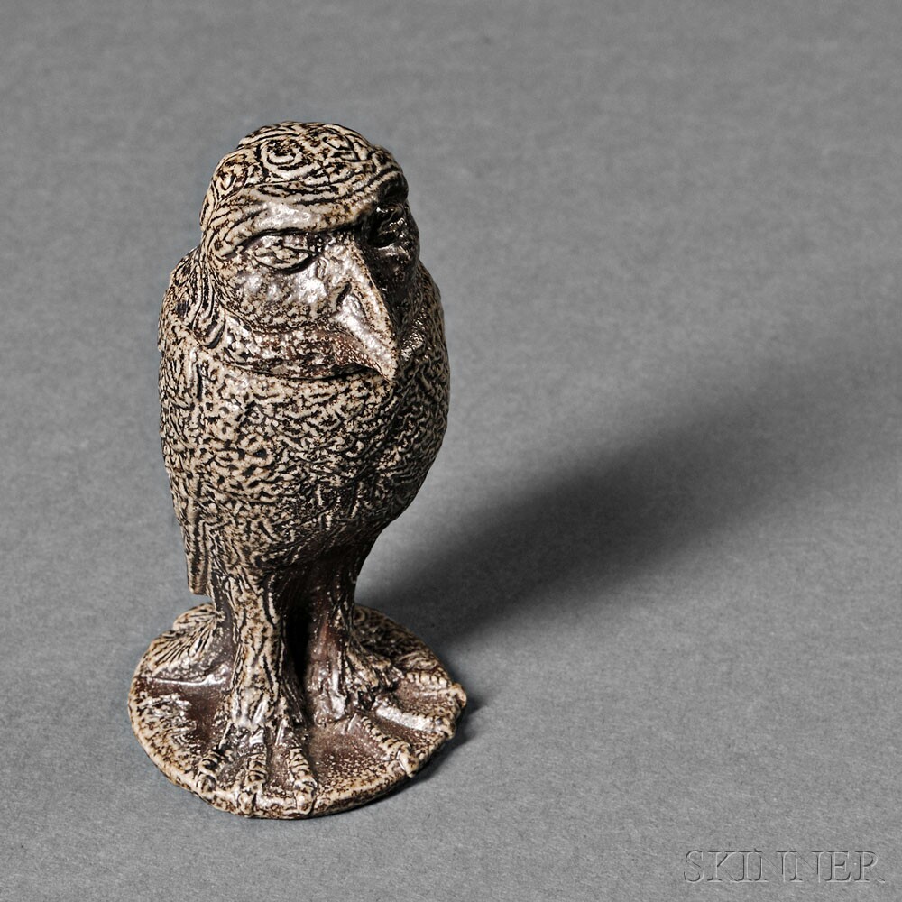 Martin Brothers Miniature Stoneware Wally Bird Jar and Cover, England, c. 1902 (Lot 260, Estimate $6,000-$8,000)