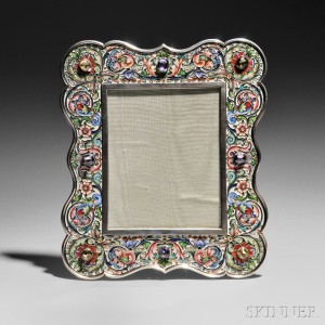 Russian Gem-set and Cloisonné Enameled .875 Silver Frame, Moscow, 1899-1908 (Lot 79, Estimate $14,000-$18,000)