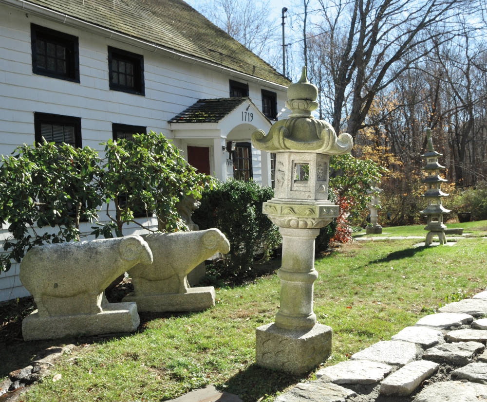 Garden sculptures from The Estate of Peter Rosenberg. Outdoor sculptures need special protection when a storm is coming.