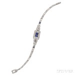 Art Deco Platinum, Sapphire, and Diamond Bracelet, Cartier (Lot 660, Estimate $10,000-$15,000)