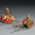 Two Lehmann Circus-themed Wind-up Tin Toys, Germany, early 20th century (Lot 1120, Estimate $400-$600)