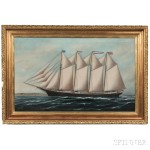 Solon Francis Monticello Badger (Charlestown, Massachusetts, active 1882-1913) Portrait of the Schooner Thomas S. Dennison (Lot 225, Estimate $8,000-$12,000)