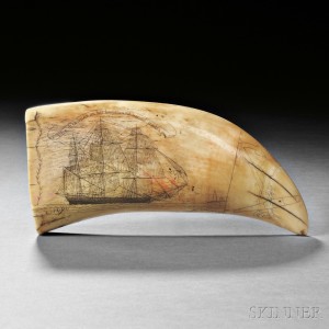 Scrimshaw Whale's Tooth Showing the Frances of New Bedford, Frederick Myrick, Nantucket, c. 1828-29 (Lot 236, Estimate $150,000-$250,000)