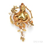 Rare Art Nouveau 18kt Gold and Enamel Pendant/Brooch (Lot 232, Estimate $30,000-$40,000)