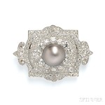 Edwardian Platinum, Pearl, and Diamond Plaque Brooch, Cartier, New York (Lot 743, Estimate $40,000-$60,000)
