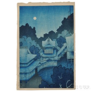 Kawase Hasui (1883-1957), Mountain Temple in Sendai, Japan, Summer 1919 (Lot 17, Estimate $8,000-$10,000)