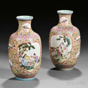 Pair of Famille Jaune Eggshell Porcelain Vases, China, late 19th century (Lot 436, Estimate $5,000-$7,000)