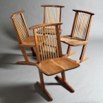 George Nakashima (1905-1990), Four Conoid Chairs, American black walnut, hickory, New Hope, Pennsylvania, 1975 (Lot 294, Estimate $16,000-$25,000)