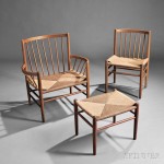 Jorgen Baekmark, Armchair, Sidechair, and Ottoman, Teak, Denmark, 1960s (Lot 427, Estimate $450-$650)
