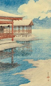 Kawase Hasui (1883-1957), Snow on a Clear Day at Miyajima, Japan, February 17, 1921 (Lot 25, Estimate $8,000-$10,000)