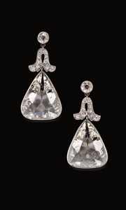 Fine Pair of Edwardian Platinum and Diamond Earpendants, Cartier, New York (Lot 744, Estimate $100,000-$150,000)