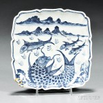 Blue and White Dish with Carp, Korea, 19th century (Lot 216, Estimate $500-$700)