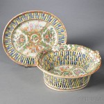 Rose Medallion Reticulated Porcelain Fruit Bowl and Undertray, China, 19th century (Lot 1064, Estimate $400-$600)