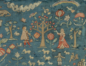 The Phillips Family Needlework Picture, Sarah Phillips (b. Rowley, Massachusetts, 1656), Boston, Massachusetts, c. 1670 (Lot 30, Estimate $800,000-$1,200,000)