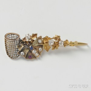 14kt Gold Gem-set Butterfly Net Brooch (Lot 2248, Estimate $400-600)